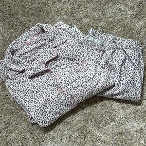 2pc Pink and Gray Leopard Print Flannel Pajamas Sz 2X